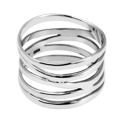Multi Rows Cross Lines Knot Band Ring,S925 Sterling Silver Wide Chunky Bands Ring,Cocktail Party Statement Band Ring for Women