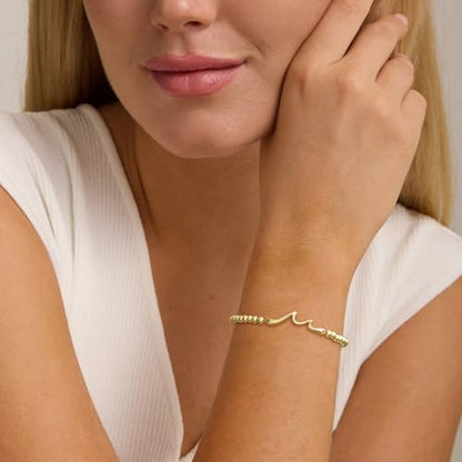Beaded Bracelets for Women 14K Silver Gold Plated Stretch Handmade Ball Bracelets Cute Charm Bracelet Dainty Stackable Cross Heart Bow Wave CZ Circle Trendy Jewelry Easter Gifts - color: Gold-2