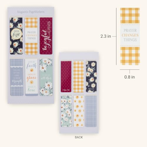 Christian Art Gifts Magnetic Scripture Floral Bookmark Set for Women - color: Daisies