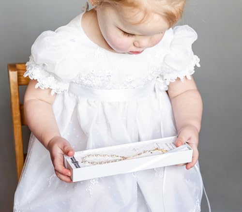 Precious Pieces Baby First Rosary .925 Silver or 14K Gold-Plated - color: White-GOLD
