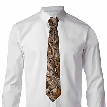 Black Dots Men's Neckties Retro Classic Circle Geometry Men's Tie for Mens Teens Business Work Casual Wedding Party - color: Camo Trees