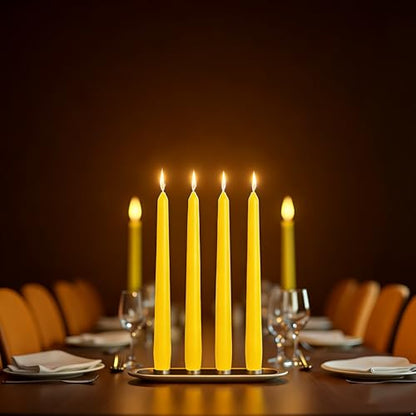4 Pack Yellow Taper Candles丨Taper Candles 10 Inch Dripless丨Unscented & Smokeless Candlesticks Bulk丨7-8 Hours Long Burning Tall Candles丨Ideal for Christmas Weddings Parties Dinner - color: Yellow, size: 4 Pack Taper Candle