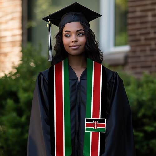 Graduation Satin Sash Scarf 72" Stole - color: Kenya Flag