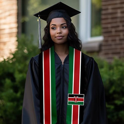 Graduation Satin Sash Scarf 72" Stole - color: Kenya Flag