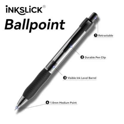 50 Pack Black Ink Ballpoint Pen with Soft Grip, Bulk Pens 1.0mm - color: Black