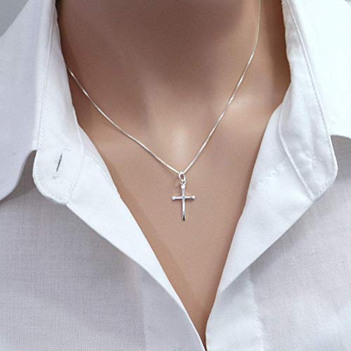 Delicate and Dainty Cross Necklace for Women, Confirmation Gift Necklace for Teens, Sterling Silver Cross Necklace 18 inches
