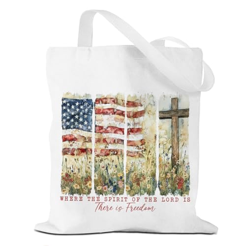 Tote Bag，Canvas Tote, Reusable Grocery Shopping Bag Aesthetic Shoulder Bag for Work, Beach, Camping 03 - color: Freedom