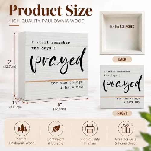 Christian Bible Verse Sign, Rustic Wooden Box Sign, Bathroom & Farmhouse Home Decor, Wooden Plaque for Toilet, Living Room, Bedroom, Remember The Days I Prayed - color: Pvayed