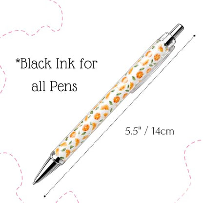 8PC Orange Fruit Theme Pens Bulk Gift Set Cute Fruity Zest Summer Fall Teacher Nurse Desk Accessories Journal Writing Pen Party Favors Supplies Thanksgiving Appreciation Gifts for Women Men Adults - style: Orange