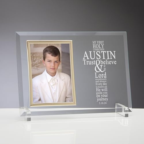 Personalization Universe First Communion Personalized Glass Frame - size: Horizontal
