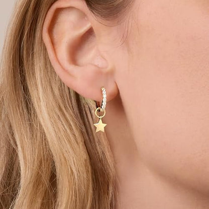 DAILY VIBES Cute Butterfly Star Cross Heart CZ Dangle Earrings for Women - color: Gold Mini Star