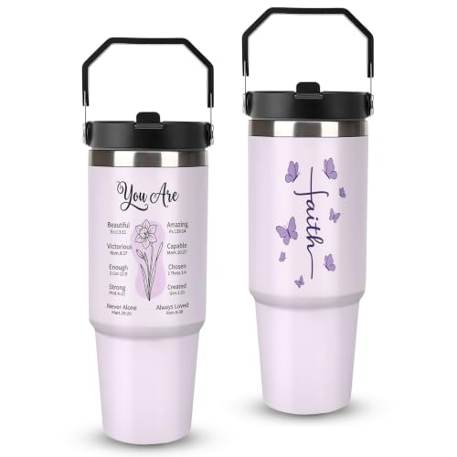 30 oz Tumbler with Straw, Stainless Steel Vacuum Insulated Travel Mug, Water Bottle, Christian Coffee Mugs and Gifts for Women - color: christian coffee mugs