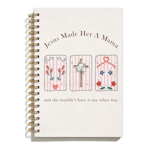 Coquette Mama Christian Spiral Notebook, Pink Bible Notebooks for Note Taking, Mother's Day Birthday Gifts for Mom, Jesus Made Her a Mama Prayer Journal for Women, Coworker Gifts, 5.5x8.3 Inch - color: Colour-13