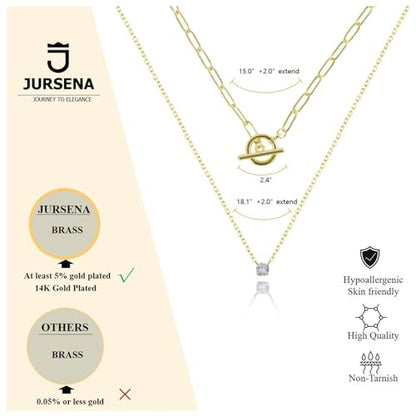 Layered Necklaces for Women | 14K Gold Plated Stackable Choker Necklace Set - Dainty Jewelry Gift - style: 2PCS-Gold Cubic zirconia layered necklaces