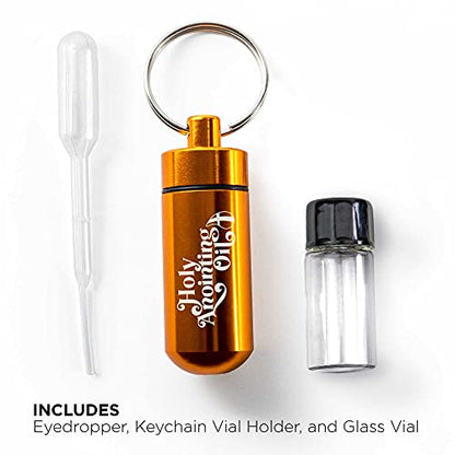 Logos Trading Post Anointing Oil Bottle with Gold Keychain Container - color: Yellow