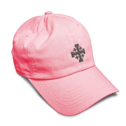Custom Soft Baseball Cap Jerusalem Cross Crusader Jesus Christ God - color: Coral Design Only