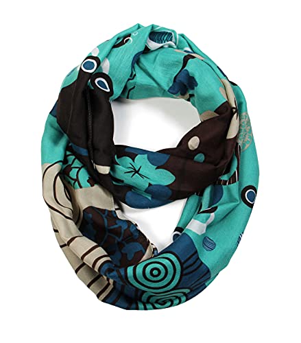 Scarf& Scarfand's Vibrant Colored Artistic Painting & Graphic Print Infinity Fashion - color: Flower Mint