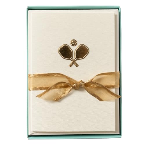 Graphique Pickleball Cards, Pack of 10 Cards with Envelopes, All Occasion Greetings, Blank Inside, Embossing and Gold Foil Accents, La Petite Press Collection Boxed Set, 3.25" x 4.75" - color: Pickleball Rackets
