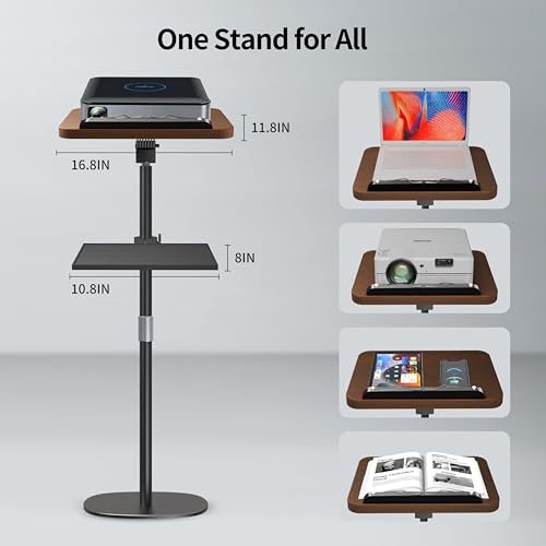 NAMON Lectern Podium Stand with Storage Tray, 16.5"–51" Height Adjustable - color: Walnut Effect