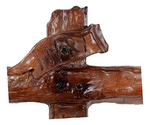 Ebros Large 19.75" High INRI Jesus Christ Crucified On The Cross Wall Hanging Crucifix Crosses Sculpture in Deep Brown Mahogany Faux Wood Like Finish Catholic Christian Home Decor Resin Plaque