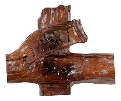 Ebros Large 19.75" High INRI Jesus Christ Crucified On The Cross Wall Hanging Crucifix Crosses Sculpture in Deep Brown Mahogany Faux Wood Like Finish Catholic Christian Home Decor Resin Plaque