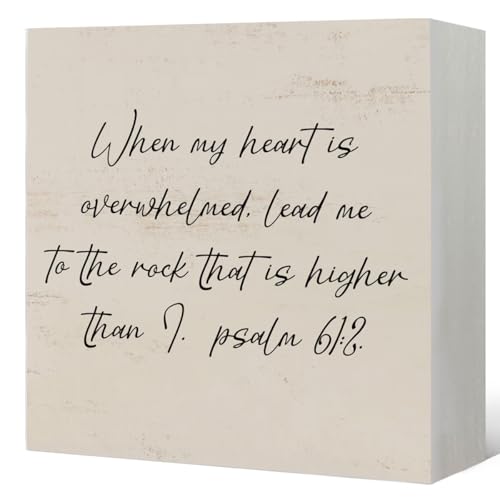 Christian Desk Decor, When My Heart Is Overwhelmed - color: When My Heart Is Overwhelmed-5x5