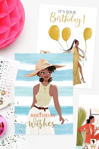 African American Greeting Cards Assortment Box – Set of 18 Cards with Envelopes – Black Birthday Cards, Encouragement, Friendship & Thank You Notes – Beautiful Black Women Designs - style: Assortment 800