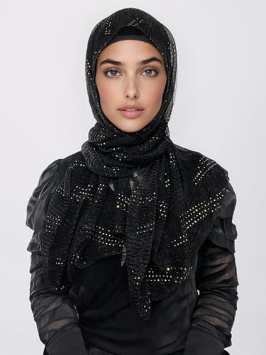 GERINLY Fashion Scarves for Women Lightweight Lace Printed Scarf Shawl Wrap - color: Inkysequin