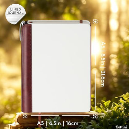 SETTINI® Vegan Leather Journal Gift Set with Pen 192 Pages, Modern White - color: Modern White