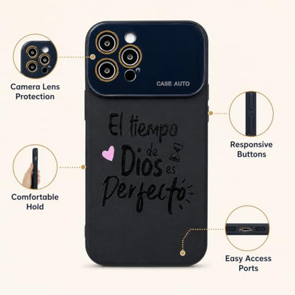for iPhone 17 Pro Max Case God's Timing is Perfect Spanish Bible Verse Phone Case, Full Camera Lens Protection, Shockproof Drop Resistant Durable Cover (Black, iPhone 12 Pro Max) - color: black, size: iPhone 12 Pro Max