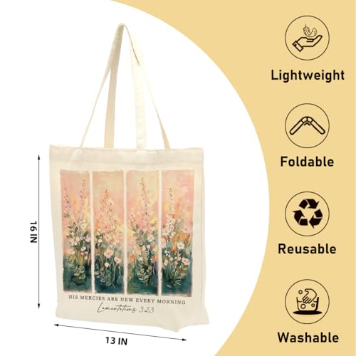 Faith Canvas Tote Bag, Christian Gifts for Women Mama Sister Inspirational Bible Verse Birthday Christmas - color: Aesthetic Boho 872