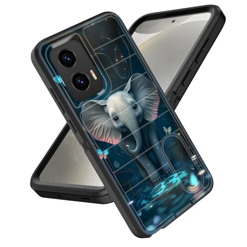 for Moto G Stylus 5G 2024 Case Built in Kickstand,Heavy Duty Protective Shockproof 3-Layer Full Body Rugged Phone Cover for Motorola Moto G Stylus 5G 2024,Cute Baby Elephant Butterfly - color: Cute Baby Elephant Butterfly