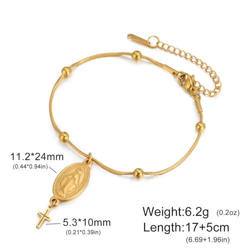 VASSAGO Virgin Mary Bracelet for Women Men Double-Sided Virgen de Guadalupe Rosary Bracelet Medal Handmade Braided Rope Catholic Christian Religious Jewelry Gift - color: Gold 10