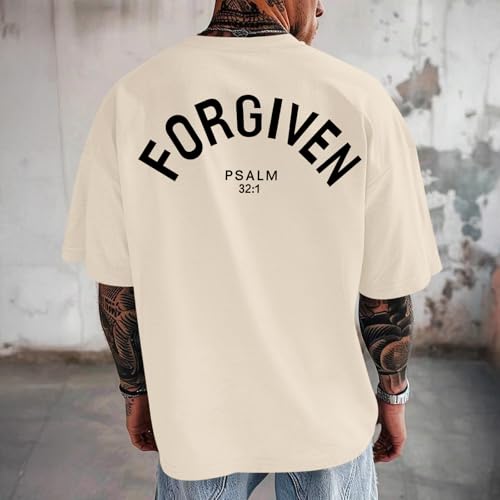 Christian Jesus Shirts for Men God Religious Faith Shirt Bible Verse Inspirational Oversized Graphic Tees Tops - color: Apricot, size: Medium