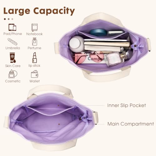 Lily queen Women Canvas Tote Handbags Casual Shoulder Work Bag Crossbody - color: Purple