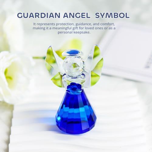 3.5'' Blue Crystal Guardian Angel Figurine,Glass Christmas Angel Ornaments - style: Blue Angel