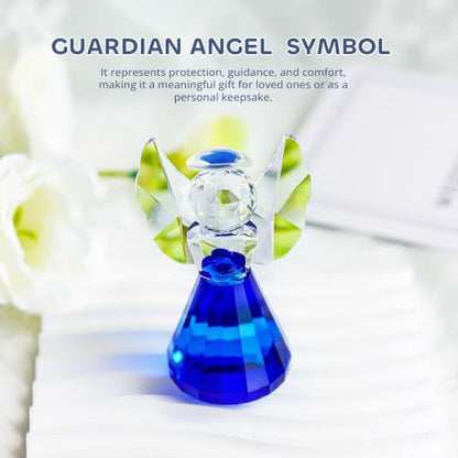3.5'' Blue Crystal Guardian Angel Figurine,Glass Christmas Angel Ornaments - style: Blue Angel