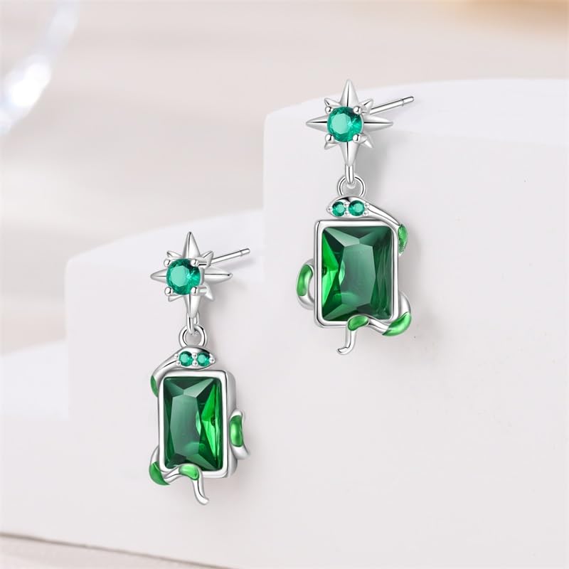 925 Sterling Silver Cute Animal Unique Huggie Hoop Earrings for Women - color: Snake Star