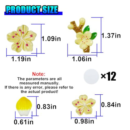 5PCS Peach Blossoms Car Dashboard Decoration (Yellow) - color: Yellow