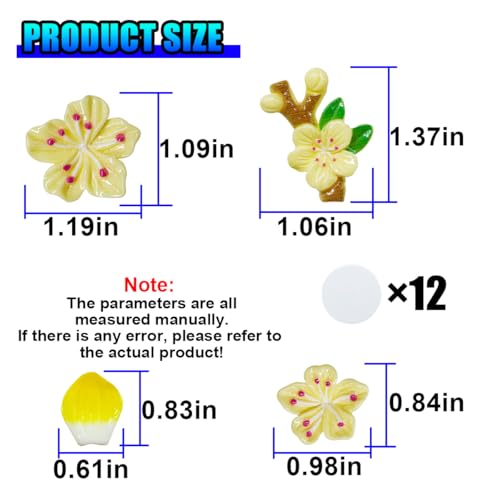 5PCS Peach Blossoms Car Dashboard Decoration (Yellow) - color: Yellow
