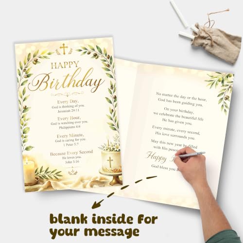 Religious Birthday Card with Bible Verses, Christian Birthday Card for Women Men, Faith Based Happy Bday Greeting Cards Gift - color: Christian Bday