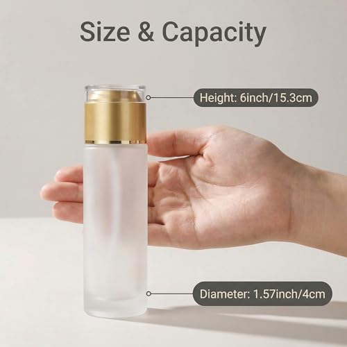 3Pack 80ml/2.7oz Empty Frosted Glass Refillable Pump Bottles, Portable Travel Cosmetic Dispenser Containers for Lotion, Cream, Gel, Foundation, Emulsion and Essential Oils - size: 80ml
