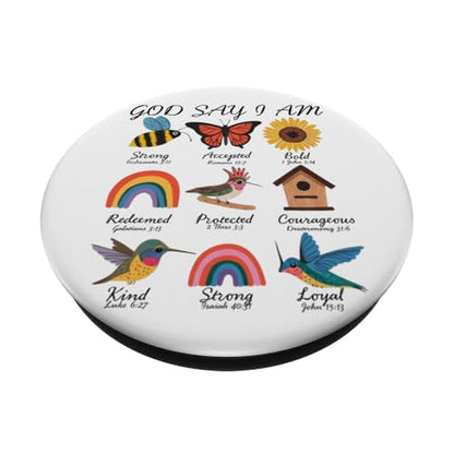 God Says I Am Bee Spring Christian Religious Easter Day PopSockets Adhesive PopGrip - style: Adhesive PopGrip