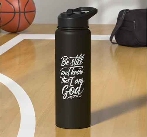 Be Still and Know That I Am God Psalm 46:10 | Christian Gift Stainless Steel Insulated Water Bottle - color: Black