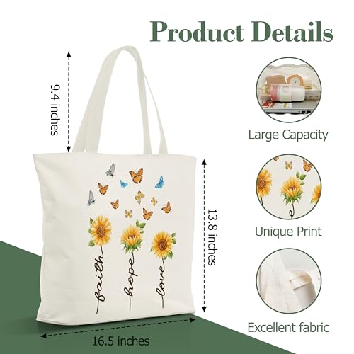 Christian Gifts Canvas Tote Bag Aesthetic for Women - style: Faith Hope Love