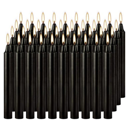 40-Pack of 4-Inch Black Taper Candles - Smokeless, Long-Burning (1.5 Hours Each) - Ideal for Dinners, Parties, Ceremonies, and Shabbat Observances - color: Black, size: 4Inch