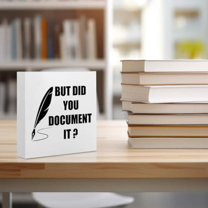 Funny Desk Decor Rustic Office Supplies White Wooden Box Sign 02 - color: White0398
