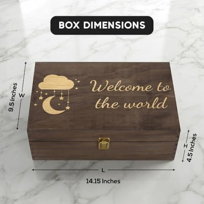 Welcome to the World Engraved Wooden Keepsake Box, Newborn Baby Memory Box with Inside Engraving, Baby Milestone Storage Box for Photos, Cards & Precious Keepsakes , X-Large ,14.15 x 9.5 x 4.5" - size: X-Large, style: Baby