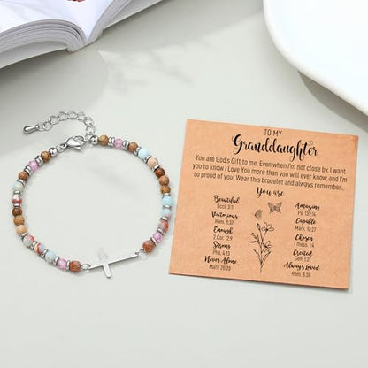 Crystal Cross Bracelet for Women Teen Girls Christmas Birthday Gifts - style: Granddaughter