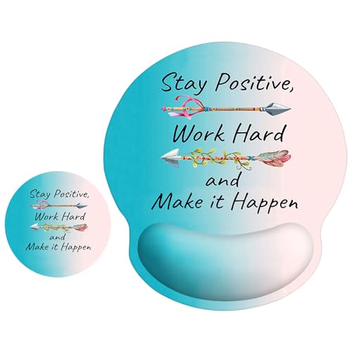 ITNRSIIET Ergonomic Mouse Pad with Wrist Support Wrist Rest Smooth Surface Non-Slip Rubber Base Comfortable Office Supplies Pain Relief, 9.8 x 9.1 inches, Inspirational Quotes - color: Inspirational Quotes